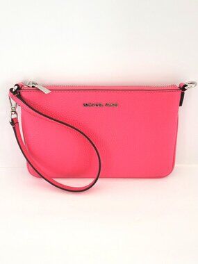 Michael Kors Jet Set Travel Small Convertible Pouch Wristlet Hibiscus Leather